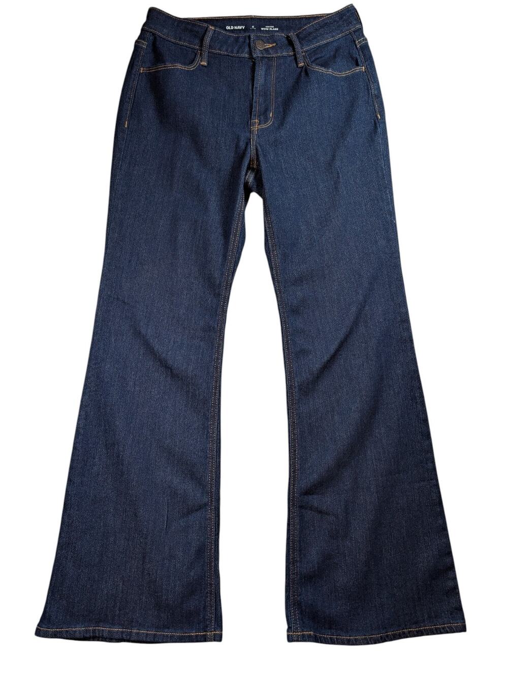 High Rise Wow Flare Dark Wash Stretch Jeans Retro 70s Inspired Statement Denim